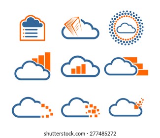 set of cloud icons