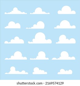 Establecer iconos de nube. cielo azul con nubes.