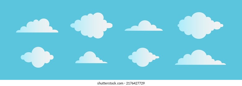 Set of cloud icons. Clouds collection. Vector isolated illustration. Cartoon cloud or sky icon set. EPS 10.