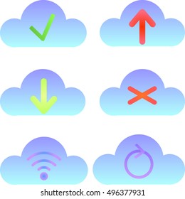 Set of cloud icons, computing icons and logos