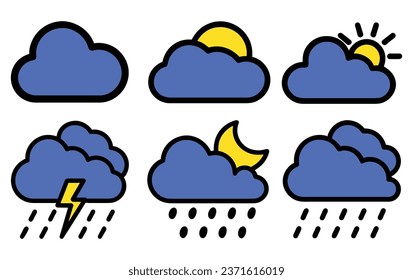 Set Wolken-Symbole im flachen Stil, Cloud-Symbol für Ihr Website-Design, Benutzeroberfläche, Logo, App, Vektorgrafik einzeln auf weiß, editierbar