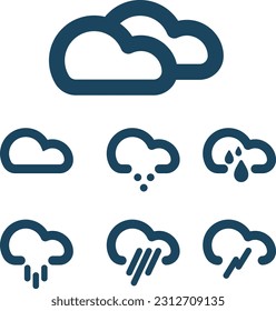 
conjunto de iconos de nube fondo blanco aislado
