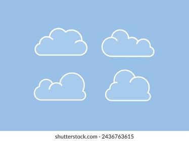 Conjunto de iconos de nube en estilo plano moderno aislado sobre fondo azul.