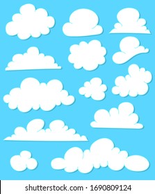 Set of Cloud Icons on blue background. Vector illustration, Cloud symbol.