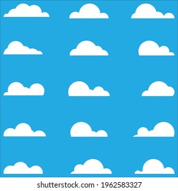 
Conjunto de diferentes iconos en la nube en diseño plano aislado en fondo azul Símbolos de nube para sus archivos eps web