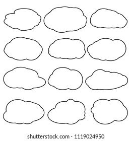 Set cloud icons, outline design template, vector illustration