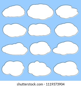 Set cloud icons, outline design template, vector illustration