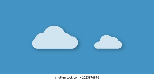 Set of Cloud Icons in trendy flat style isolated on blue background. Cloud symbol for your web site design, logo Vector illustration, EPS10.
