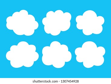 Set of Cloud Icons in trendy flat style isolated on blue background. Cloud symbol for your web site design, logo, app, UI. Vector illustration.