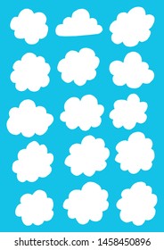 Set of Cloud Icons in trendy flat style isolated on blue background. Cloud symbol for your web site design, logo, app, UI. Vector illustration.