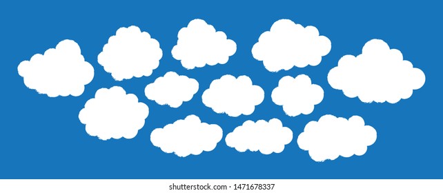 Set of Cloud Icons in trendy flat style isolated on blue background. Cloud symbol for your web site design, logo, app, UI. Vector illustration.