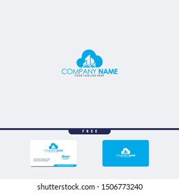 Set of Cloud Icons in trendy flat style isolated on blue background. Cloud symbol Vector illustration Building