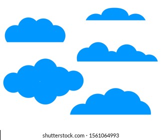 Set of Cloud Icons in trendy flat style isolated on blue background. Cloud symbol for your web site design, logo, app, UI. Vector illustration, EPS10.