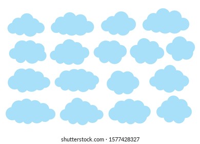 Set of Cloud Icons in trendy flat style isolated on blue background. Cloud symbol   Vector illustration.