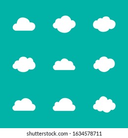Set of Cloud Icons in trendy flat style isolated on blue background. Cloud symbol for your web site design, logo, app, UI. Vector illustration, EPS10.