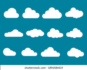 Set of Cloud Icons in trendy flat style isolated on background. Vector illustration