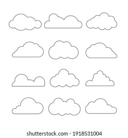 Set of Cloud Icons in trendy flat style isolated on white background. Cloud symbol for your web site design