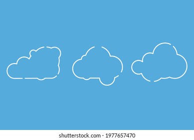 Set of Cloud Icons in trendy flat style isolated on blue background. Cloud symbol for your web site design, logo, app. Vector illustration