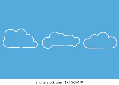 Set of Cloud Icons in trendy flat style isolated on blue background. Cloud symbol for your web site design, logo, app. Vector illustration
