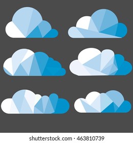 Set of Cloud Icons in trendy flat style isolated on blue background. Cloud symbol for your web site design, logo, app, UI. Vector illustration, EPS10.