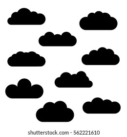 Set of Cloud Icons in trendy flat style isolated on white background. Vector illustration of clouds collection