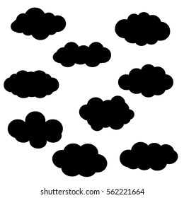 Set of Cloud Icons in trendy flat style isolated on white background. Vector illustration of clouds collection