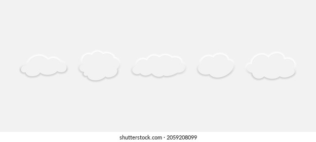 Conjunto de Iconos de Nube en estilo neumórfico moderno. Símbolo de nube para el diseño de tu sitio web, logotipo, aplicación, interfaz de usuario. EPS vectorial 10