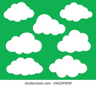 Conjunto de ilustraciones vectoriales de iconos de nube. Conjunto de nubes celestes. Icono de nube, forma de nube. Conjunto de diferentes nubes. Colección de forma de nube, símbolo.