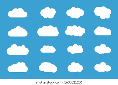 Set of Cloud  isolated on blue background. for  web design, app,logo,  Vector illustration