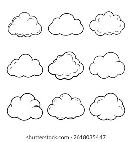 Set of Cloud Line Art Illustration