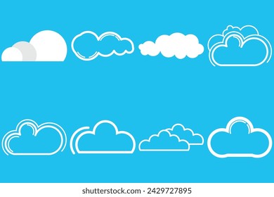 set cloud logo collection icon vector template blue background
