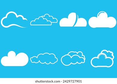 set cloud logo collection icon vector template blue background