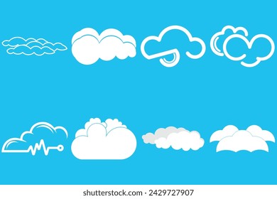 Set Cloud Logo Collection Symbol Vektor-Vorlage Blau Hintergrund