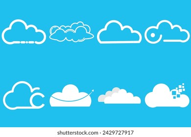 set cloud logo collection icon vector template blue background