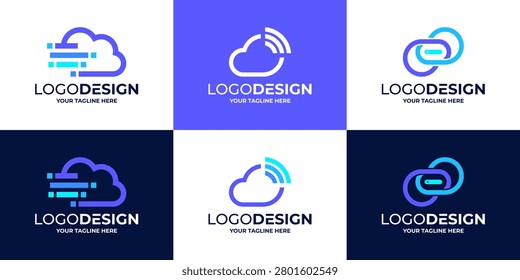 Set Of Cloud Logo Design