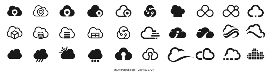 set of cloud logo design inspiration. cloud logos icon template vector set.