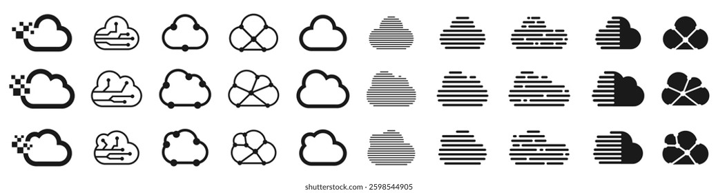 set of cloud logo design inspiration. cloud logos icon template vector set.