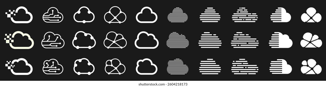 set of cloud logo design inspiration. cloud logos icon template vector set.