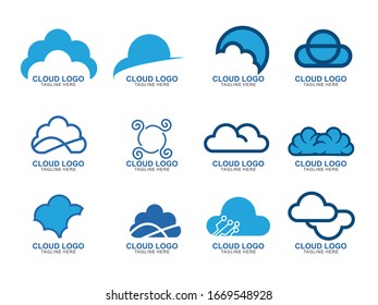 Set of Cloud logo template Design. Cloud icon design Vector