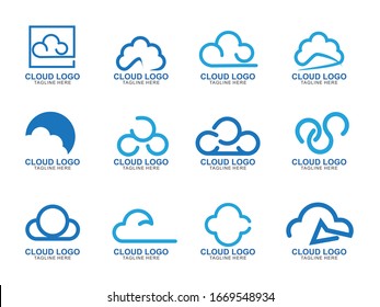 Set of Cloud logo template Design. Cloud icon design Vector
