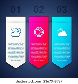 Set Cloud with moon and stars, Eclipse of the sun and Sun cloud weather. Business infographic template. Vector