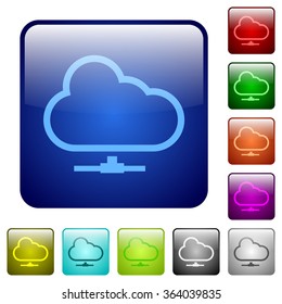 Set of cloud network color glass rounded square buttons