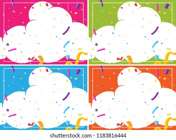 Un conjunto de ilustraciones de plantillas en blanco de partido en la nube