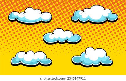 Set of cloud with pop art style