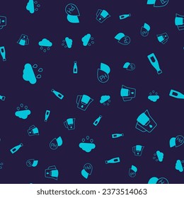 Set Cloud with rain, Bottle of water, Water drop and jug filter on seamless pattern. Vector