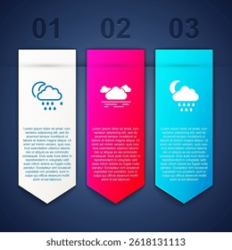 Establecer Nube con lluvia y luna, y . Plantilla de infografía de negocios. Vector