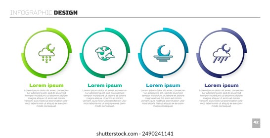 Set Cloud with rain and moon, Earth planet clouds, Sunset and . Business infographic template. Vector