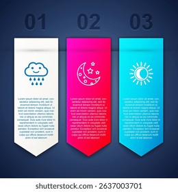 Set Cloud with rain, Moon and stars and Eclipse of the sun. Business infographic template. Vector