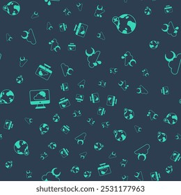 Set Cloud with rain and moon, Water drop percentage, Weather forecast and  on seamless pattern. Vector