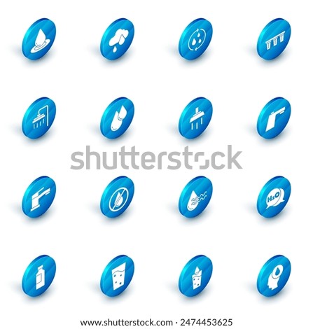 Set Cloud with rain, Recycle clean aqua, Water filter, Shower, tap, drop,  and  icon. Vector